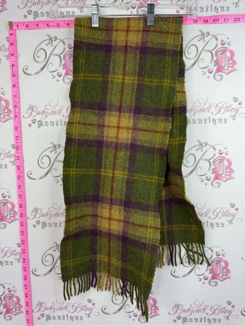 Ireland scarf lambswool 100% Green Plaid Fringe Scarf